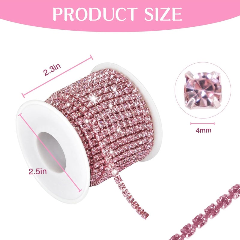 Dropower 4MM Crystal Rhinestone Close Chain Trim 10 Yards Rhinestone Banding Claw Cup Chain for Sewing Crafts, DIY Decoration, Jewelry, Clothing, Shoes Lemon Yeallow - Image 2